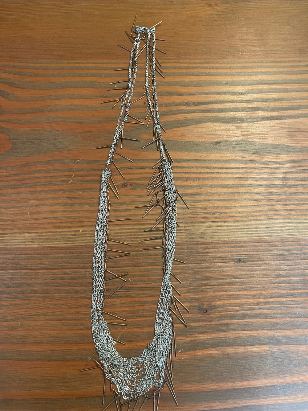 Silver Spike Multi-Chain Statement Necklace